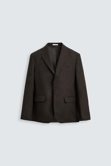 100% LINEN BLAZER - Brown by Zara