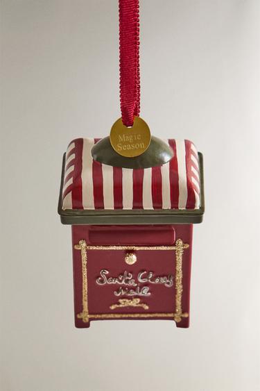 FATHER CHRISTMAS LETTER BOX CHRISTMAS TREE DECORATION - Red by Zara - Image 1