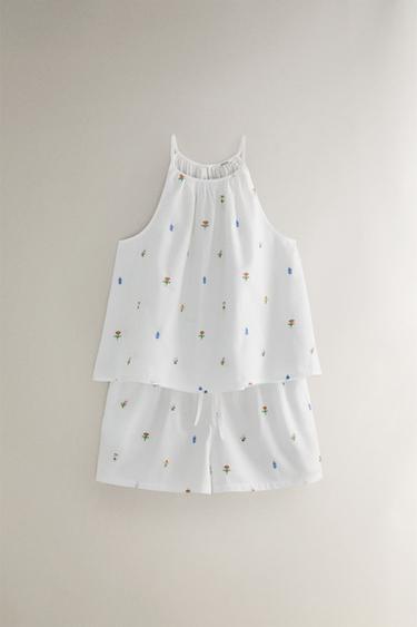 COTTON TOP WITH MINI FLORAL PRINT - White by Zara - Image 3