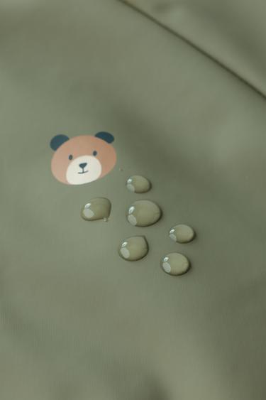 RUBBERISED WATER-RESISTANT RAINCOAT WITH FLEECE LINING - Khaki by Zara - Image 8