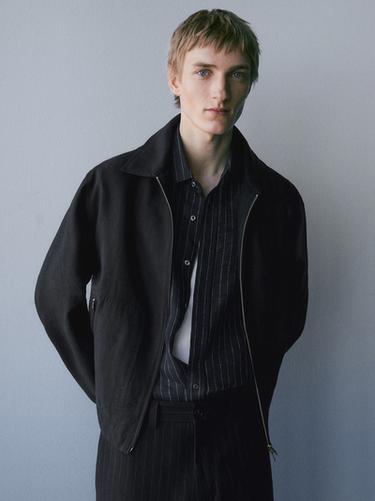 Zara 100% linen zip-up jacket - Navy blue