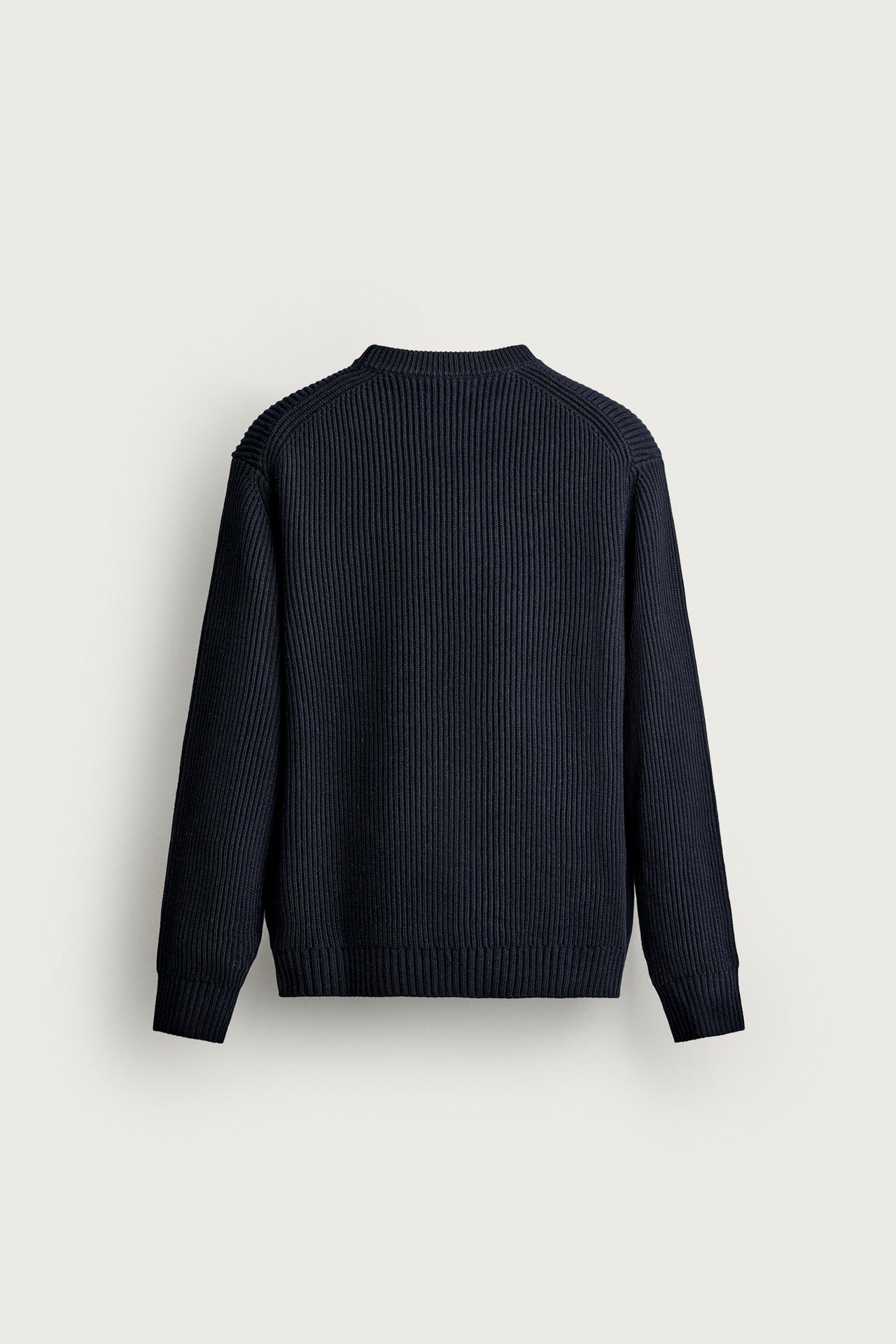 STRUCTURED REGULAR FIT SWEATER — Dark navy