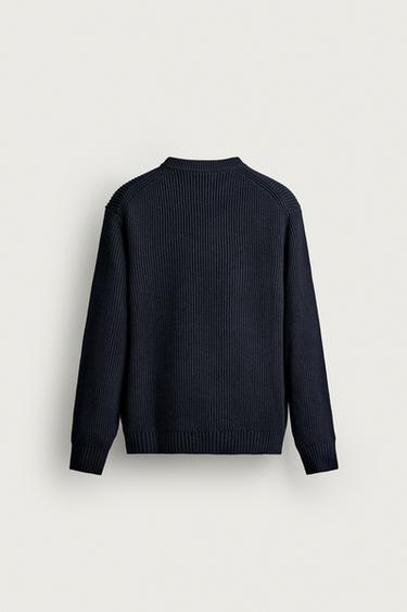 STRUCTURED REGULAR FIT SWEATER — Dark navy 2