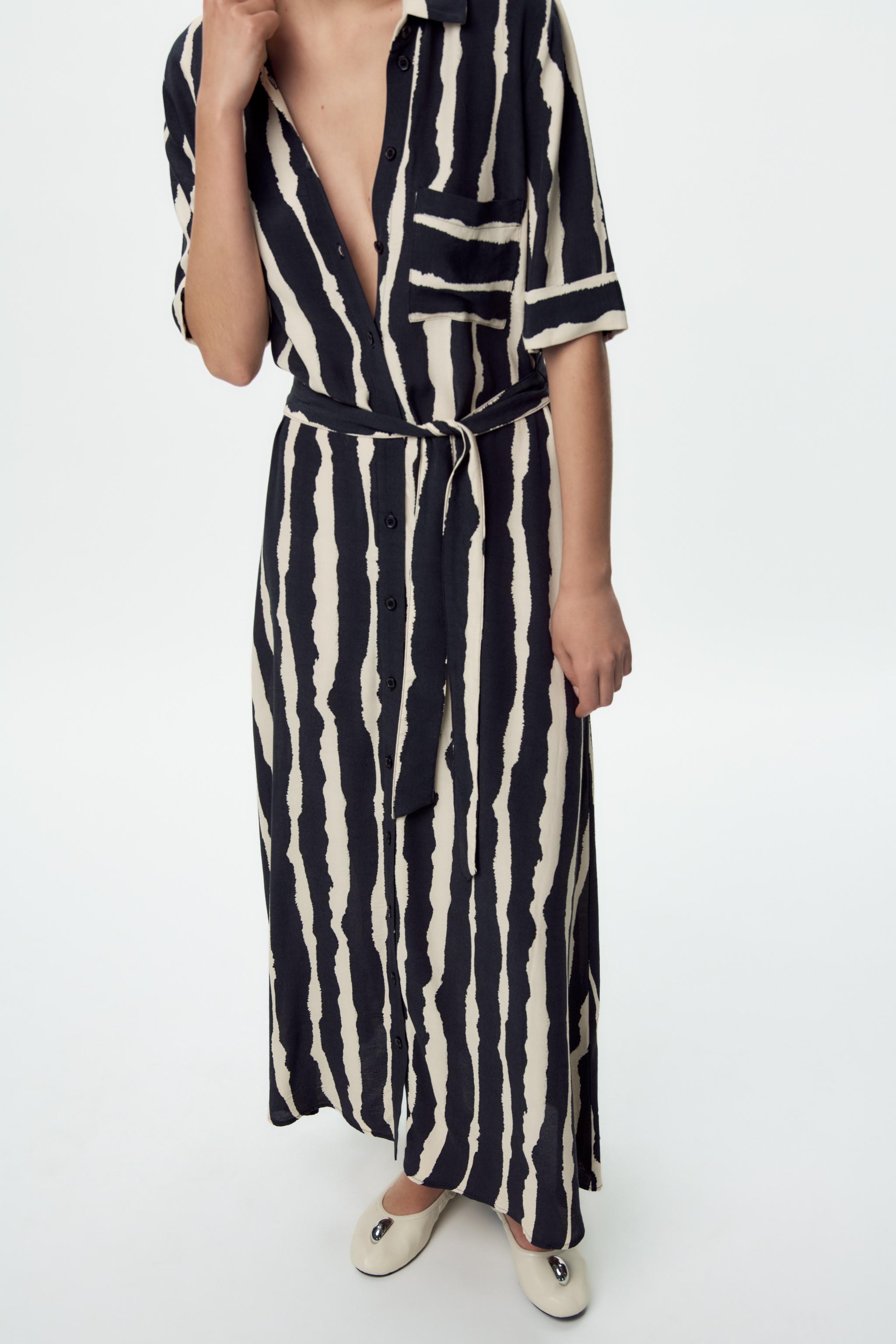 Zara black clearance and white dress