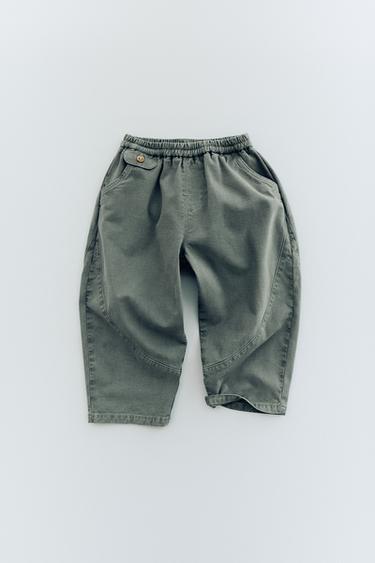 Zara 剪裁細節氣球褲 - 鴨藍色