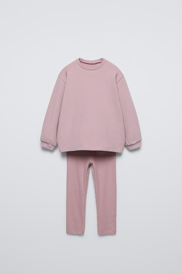 CONJUNTO CAMISETA MEDIUM WEIGHT Y LEGGING RIB SOFT TOUCH - Rosa tiza de Zara