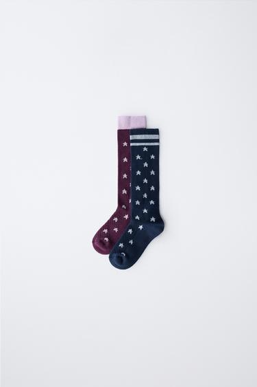 Zara TWO-PACK OF TALL STAR SOCKS - Blue