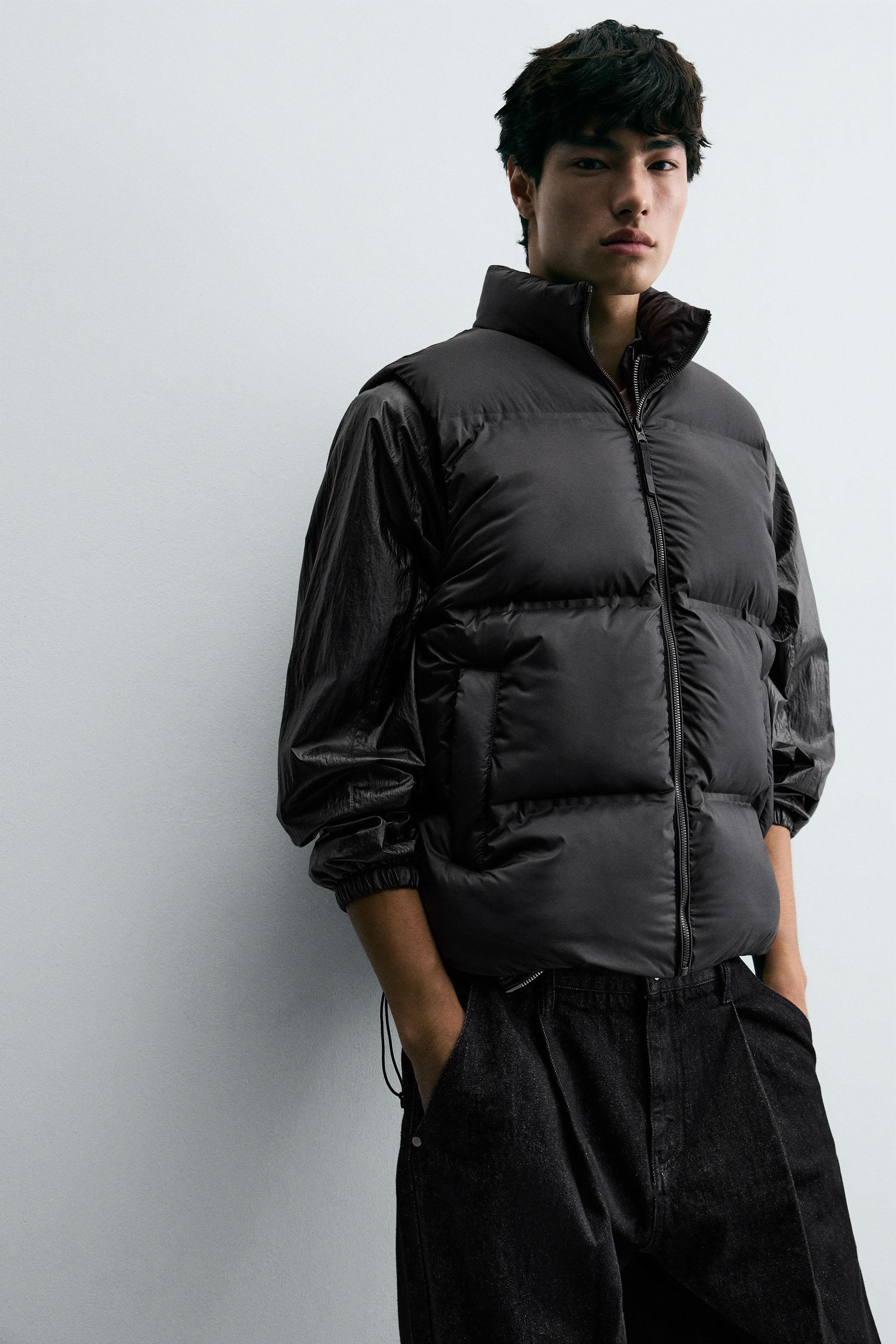 撥水加工入りパフベスト - ブラック | ZARA Japan / 日本