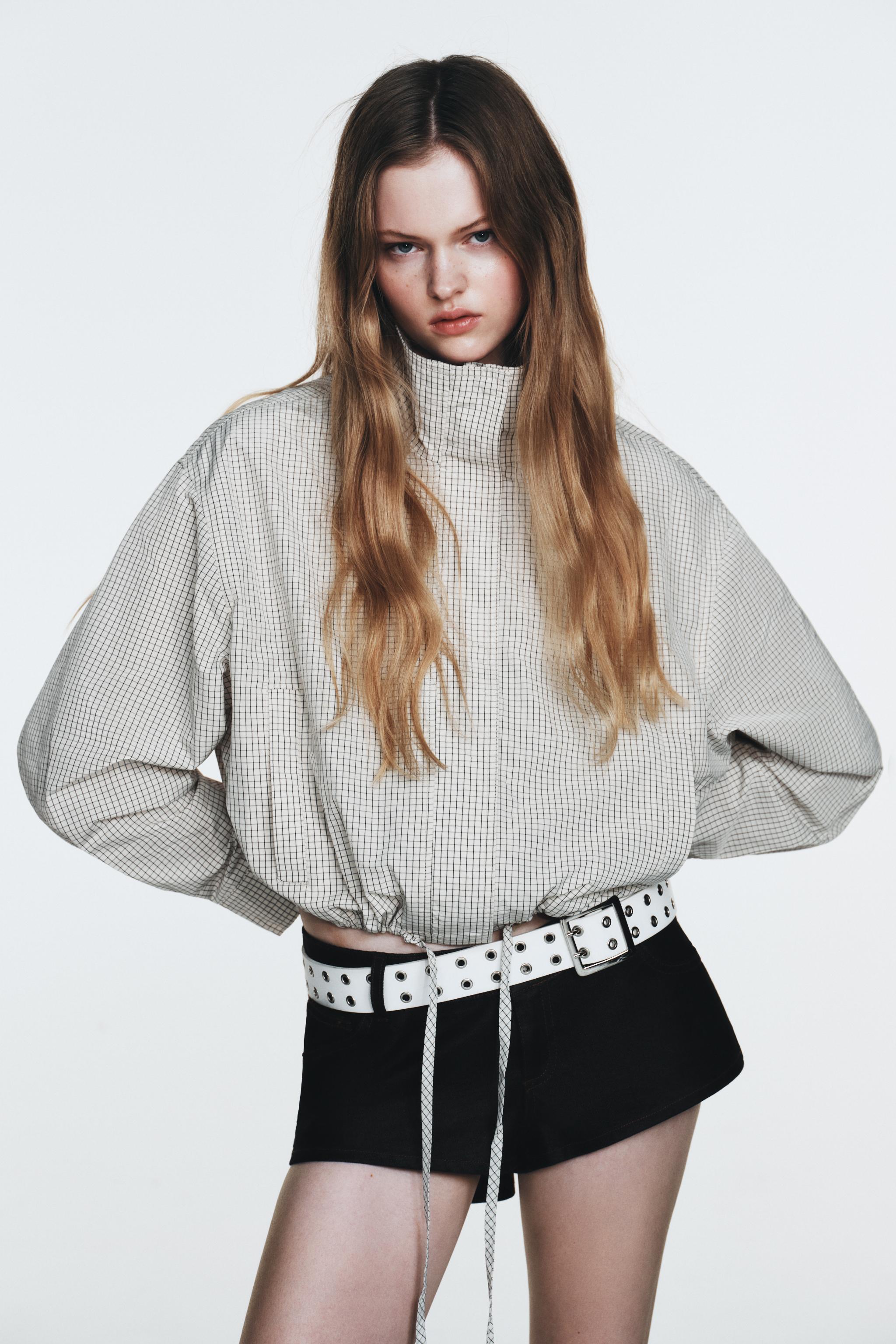 PLAID NYLON JACKET - Black / White | ZARA United States