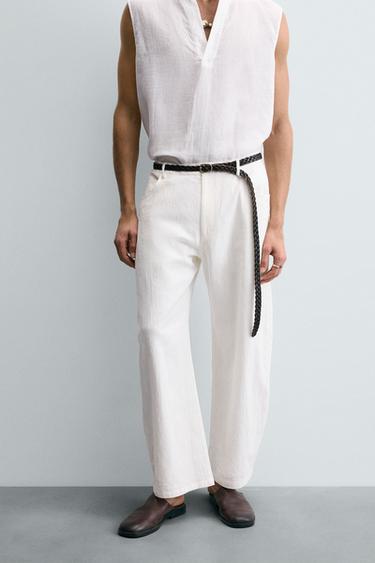 FILIPE JARDIM X ZARA RELAXED FIT CHINO TROUSERS - Oyster-white by Zara