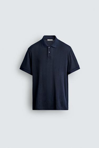 POLO REGULAR FIT JACQUARD RAYAS - Marino de Zara