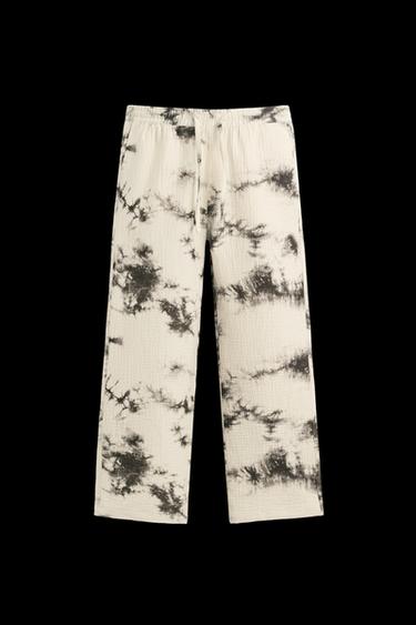 Zara TEXTURED TIE-DYE PRINT PANTS - Printed - Image 0