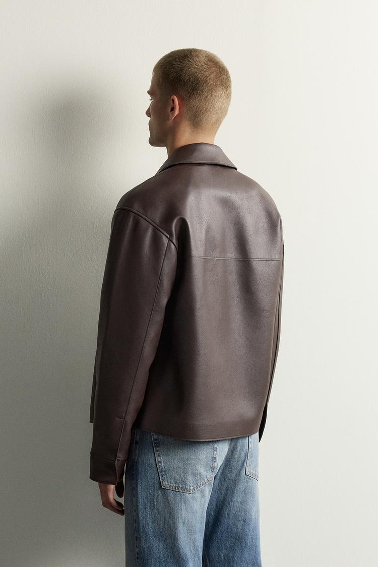 Chaqueta de efecto cuero de ajuste regular 3