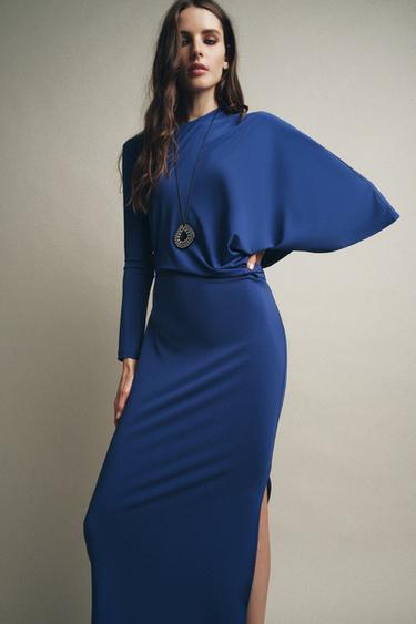 ASYMMETRIC LONG DRESS - Blue by Zara