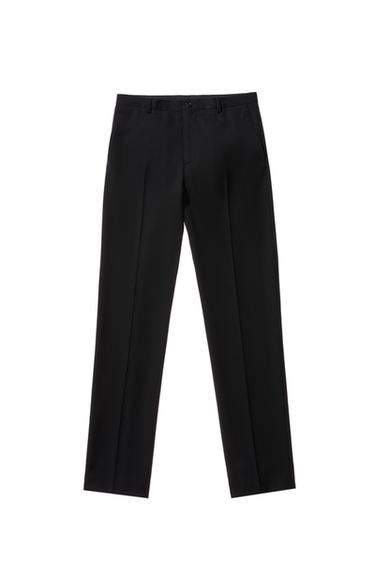 Zara 100% WOOL SUIT PANTS - Dark navy
