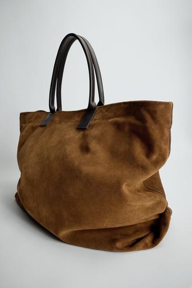 BOLSO SHOPPER PIEL - tostado de Zara
