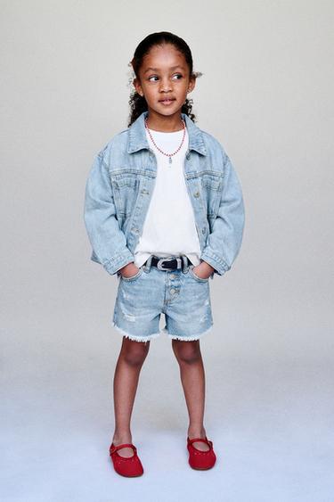 RIPPED DENIM BERMUDA SHORTS - Light blue by Zara