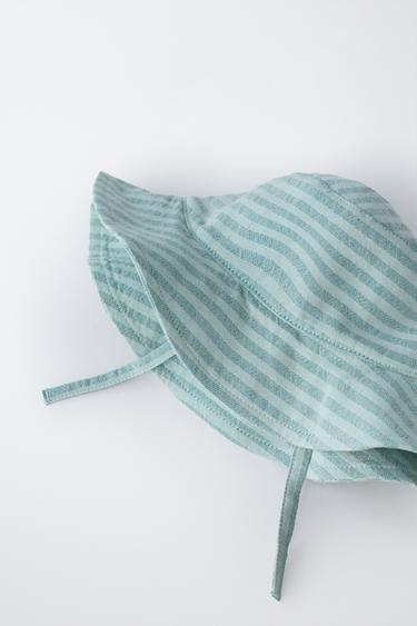 CHAPEAU BOB IMPRIMÉ RAYURES - Vert d'eau de Zara - Image 2