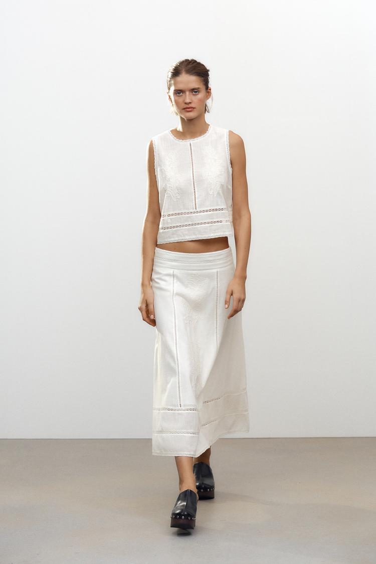 Midi Skirt with Embroidery