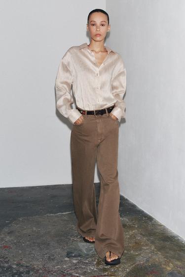 CAMISA OVERSIZE MEZCLA LINO ZW COLLECTION - Rayas de Zara