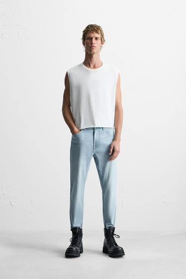 CROPPED SKINNY FIT JEANS - Light blue by Zara