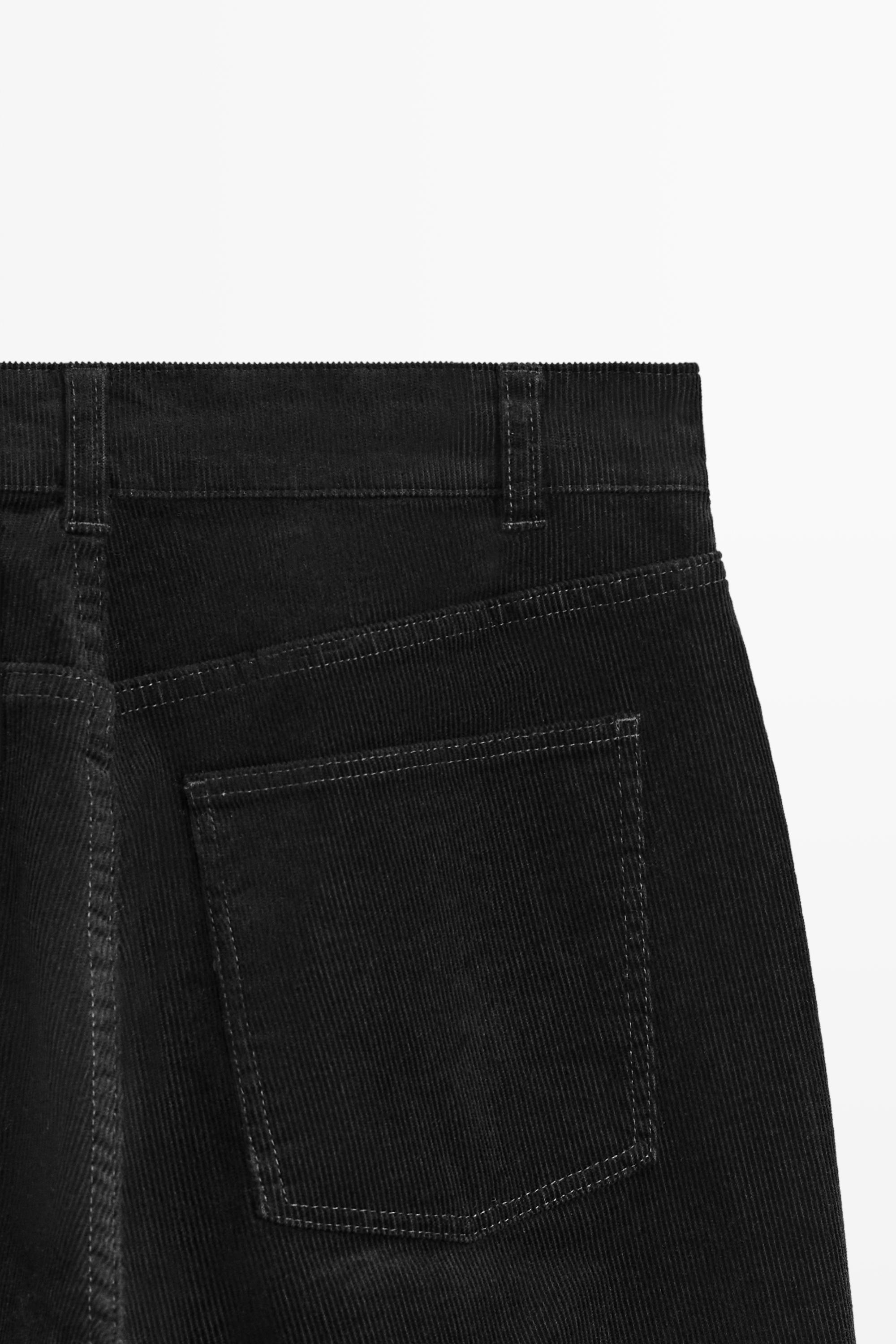 Mid-waist slim straight needlecord pants