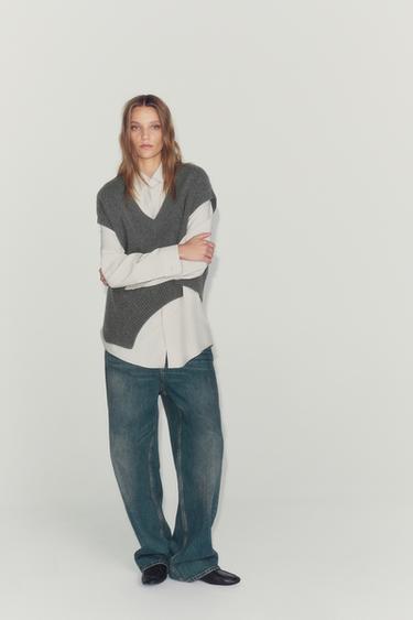 GILET EN LAINE À BAS ASYMÉTRIQUE - Gris de Zara - Image 4