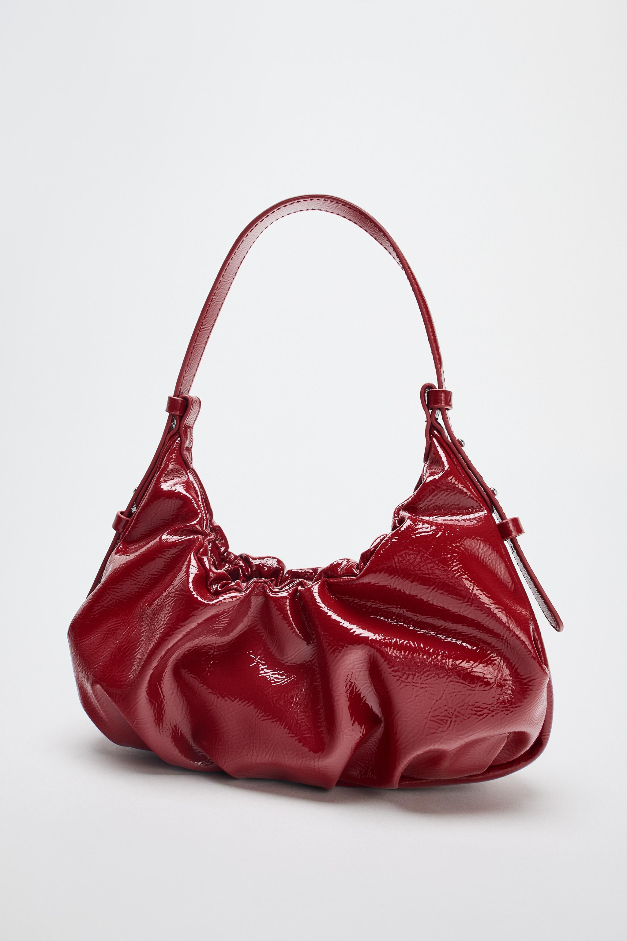 クラックテクスチャーギャザーバッグ - レッド | ZARA Japan / 日本