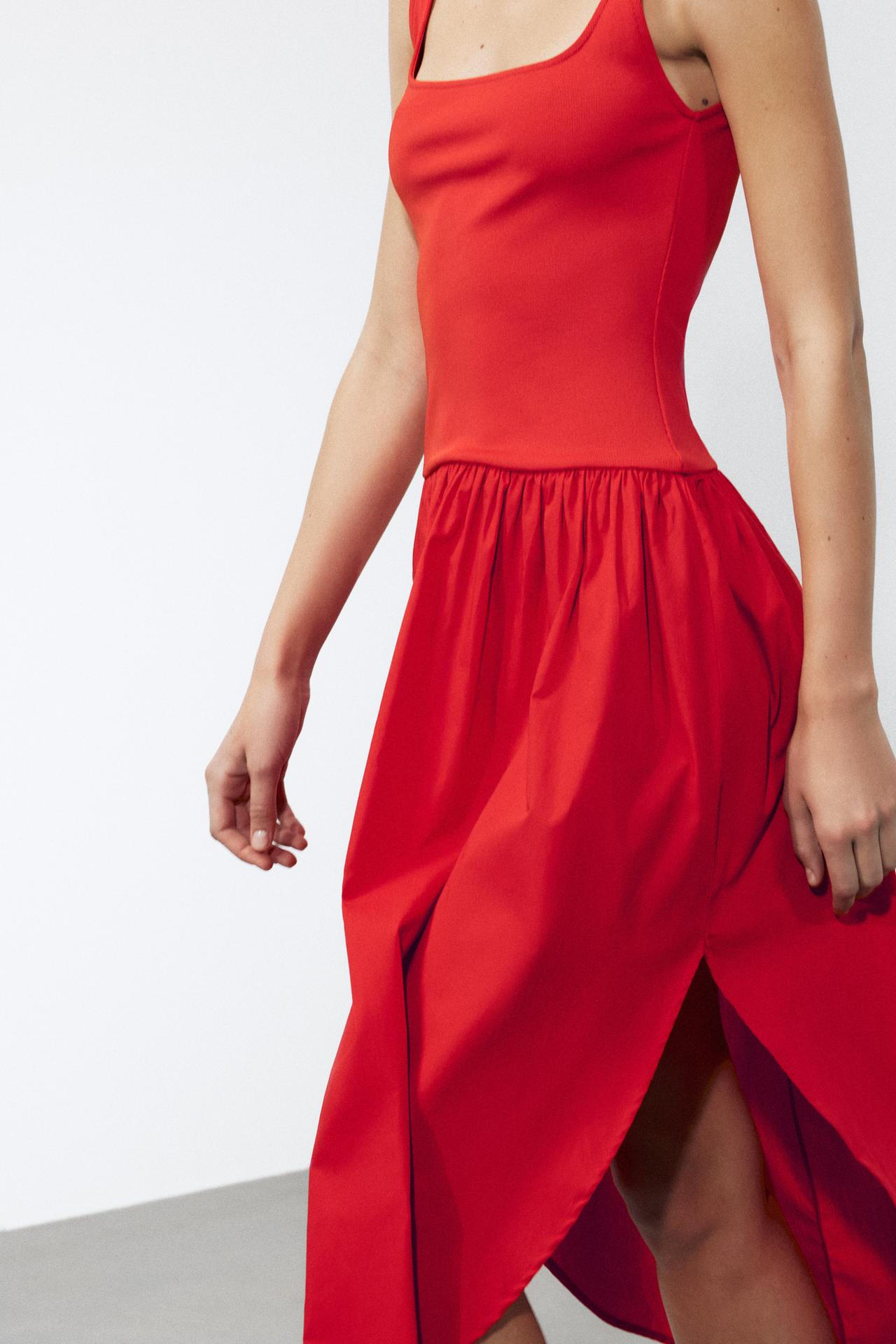 CONTRASTING MIDI DRESS