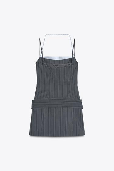 ROBE BIMATIÈRE RAYURE BANQUIER - Bleu / Gris de Zara - Image 7