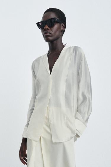 CHEMISE FLUIDE ZW COLLECTION - Blanc cassé de Zara - Image 3