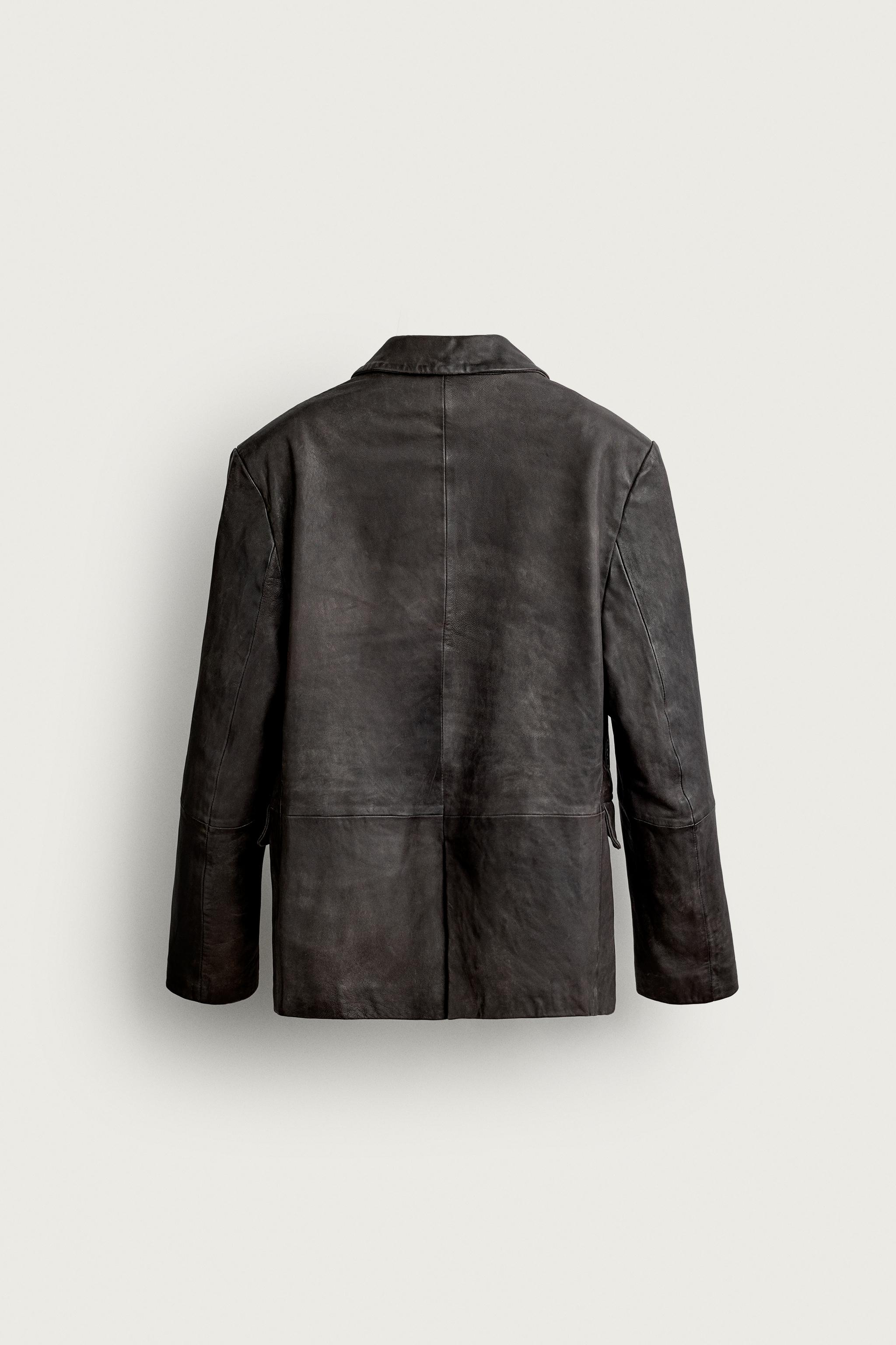 REGULAR FIT LEATHER BLAZER