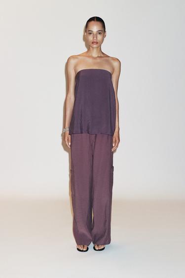 FLIESSENDES BANDEAU-TOP - Violett von Zara - Bild 0