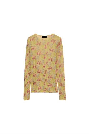 Zara FLORAL PRINT KNIT TOP - Multicolored