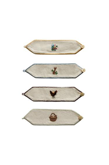 PORTATOVAGLIOLI RICAMATI PASQUA (SET DA 4) - Écru di Zara