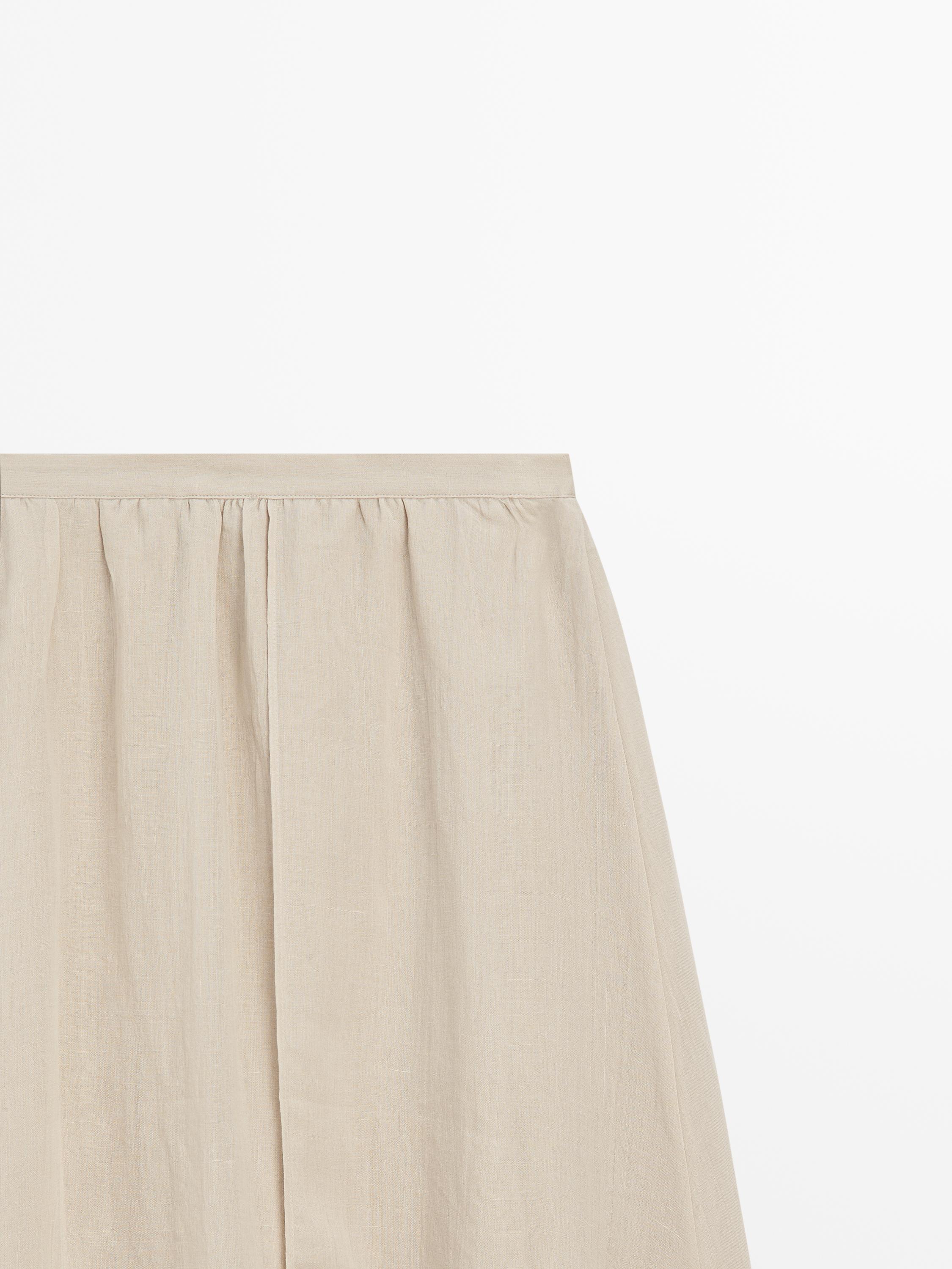 Flowing ramie blend midi skirt