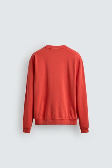 SWEAT COL ROND DÉLAVÉ - Rouge / Orange de Zara - Image 5