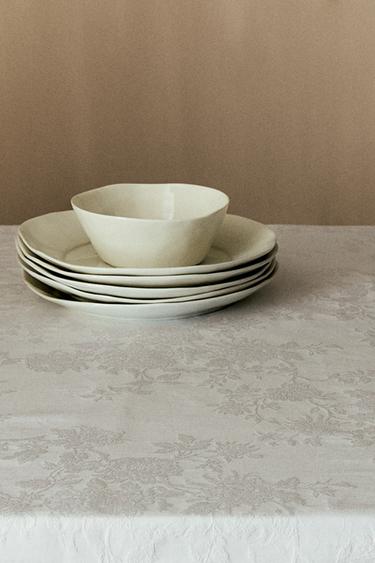 BAWEŁNIANY OBRUS ŻAKARDOWY - Biały Zara