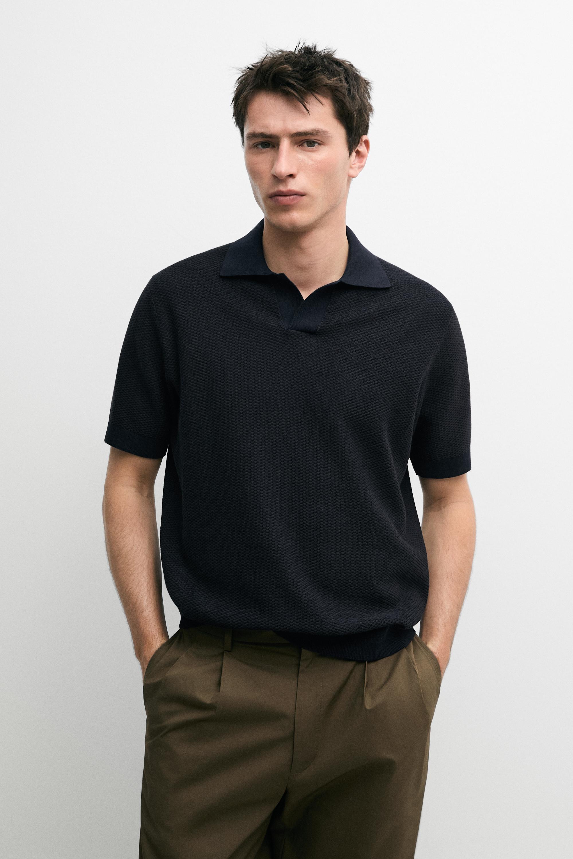Pull polo en maille texturée 100 % coton