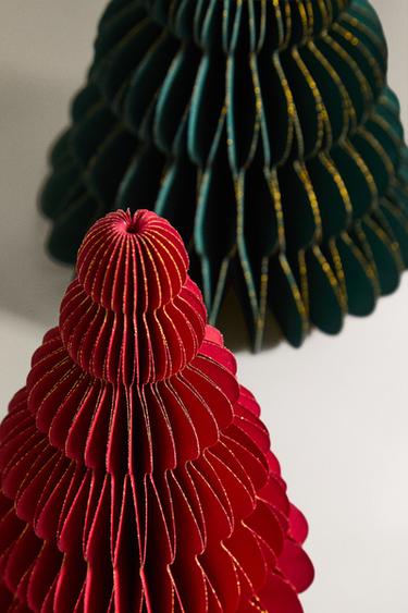 LOT D'ORNEMENTS DÉCORATIFS EN PAPIER SAPIN DE NOËL (LOT DE 2) - Vert de Zara - Image 2