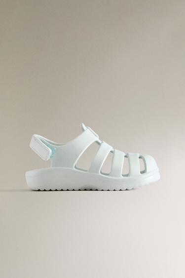 RUBBERISED CAGE SANDALS WITH HOOK-AND-LOOP STRAP - Blue by Zara