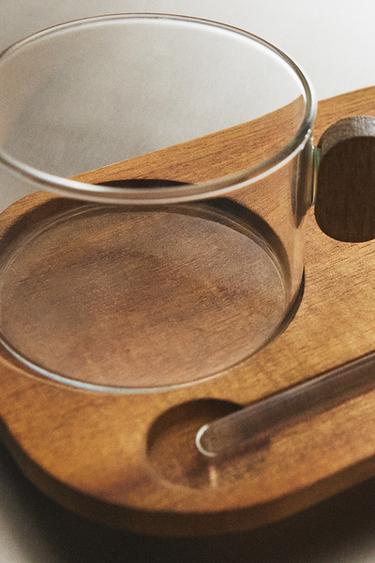 BOROSILICATE MUG WITH TRAY - Transparent by Zara