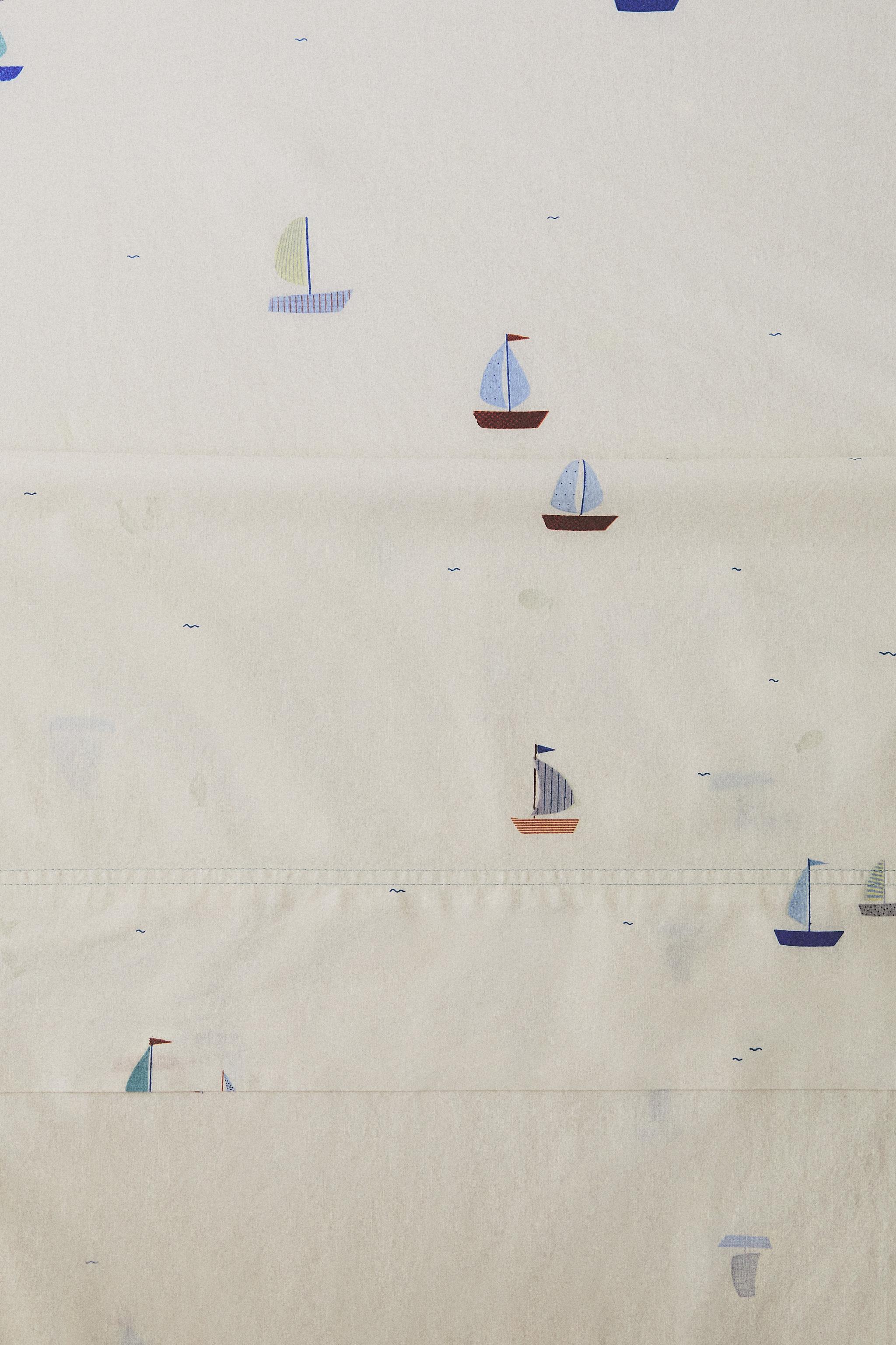 KIDS SAILBOAT COTTON FLAT SHEET