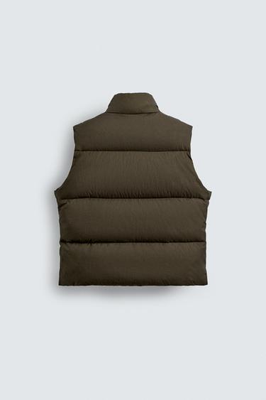 GILET DOUDOUNE 100 % PLUME - Kaki foncé de Zara - Image 7