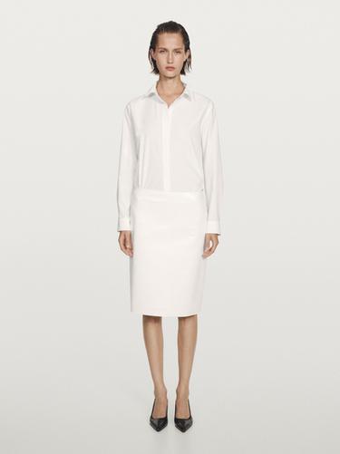 Chemise ample en popeline 100 % coton - Blanc de Zara