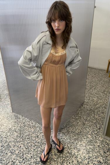 CONTRAST LACE DRESS - Pale pink by Zara