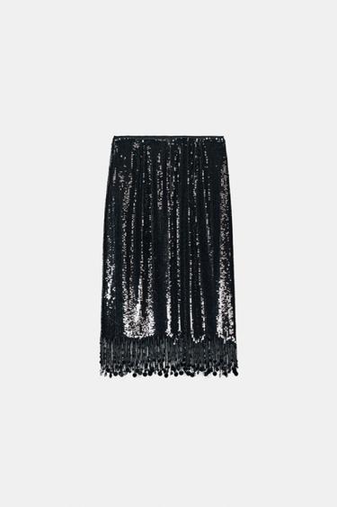 JUPE LONGUE PAILLETTES ZW COLLECTION - Noir de Zara - Image 4