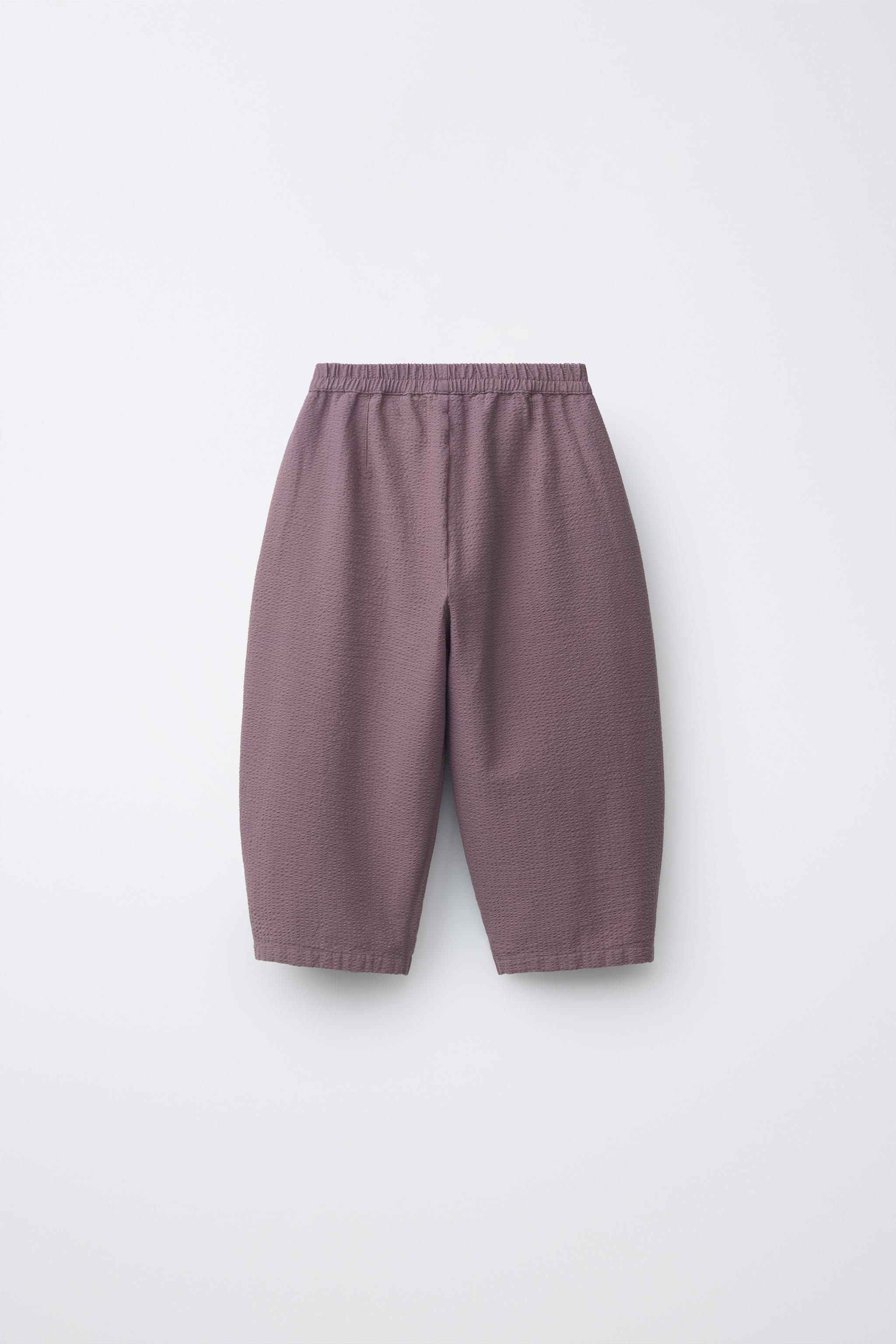 EMBROIDERED SEERSUCKER BAGGY PANTS