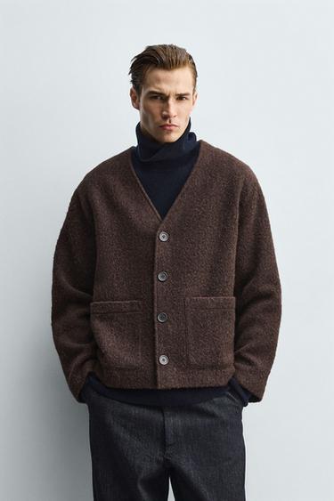 CÀRDIGAN RELAXED FIT TEXTURA - Marró fosc de Zara