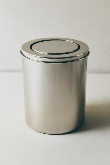 METAL BATHROOM BIN WITH LID - Silver by Zara